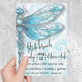 Blue Dragonfly | Aqua Blue Swir | Natur Älskare Inbjudningar