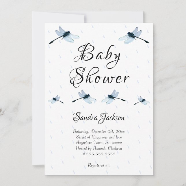 Blue Dragonfly Boy Baby Shower-inbjudan Inbjudningar (Framsida)