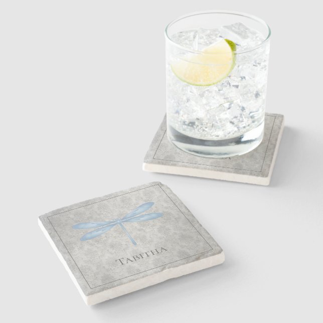 Blue Dragonfly Damask Stenunderlägg (Sidan)