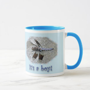 Blue Dragonfly Det är en pojke! Nyfödd bebis Mugg