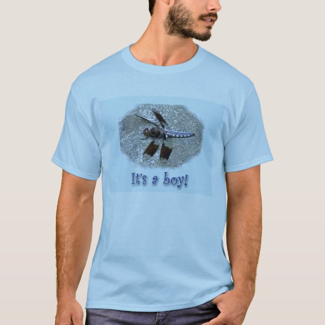 Blue Dragonfly Det är en pojke! T-Shirt (Framsida)