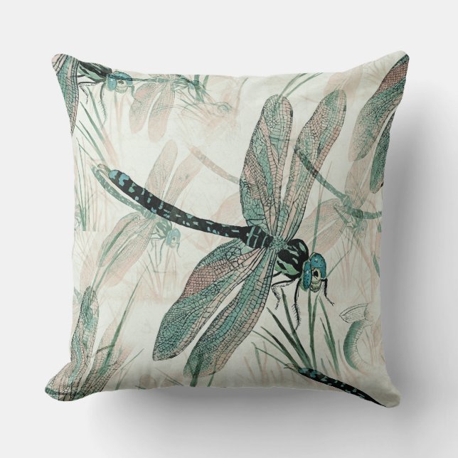 Blue Dragonfly - Fun Insect Pattern Kudde (Framsida)