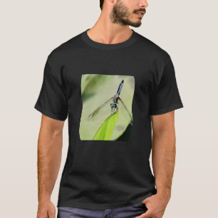 Blue Dragonfly grönt löv Photo Nature Älskare T Shirt