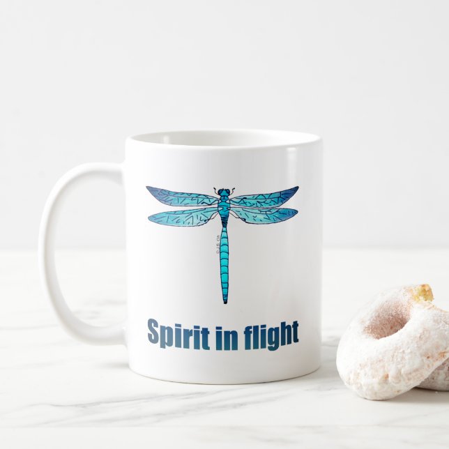Blue Dragonfly i flygbeläggning Kaffemugg (Med munk)