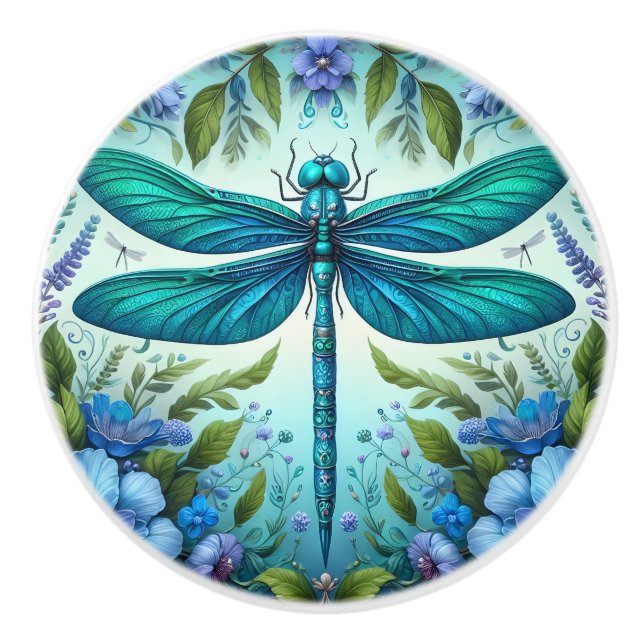 Blue Dragonfly med blommor Knopp (Framsidan)