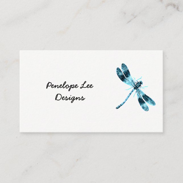 Blue Dragonfly Minimalist Classy Visitkort (Framsida)