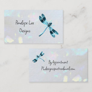 Blue Dragonfly Minimalist Classy White Opal Visitkort