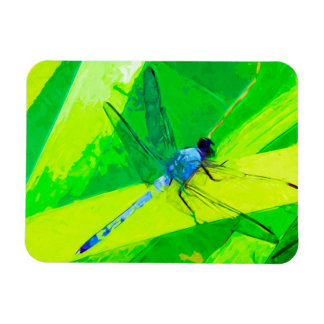 Blue Dragonfly on Grönt Abstrakt Impressionism Magnet