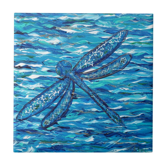 Blue Dragonfly Painting Kakelplatta (Framsidan)