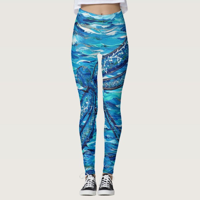 Blue Dragonfly Painting Leggings (Framsida)