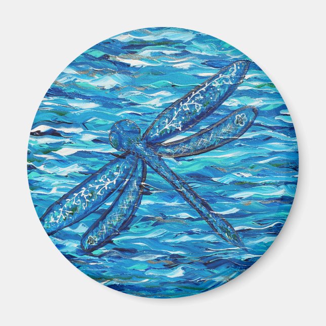 Blue Dragonfly Painting Magnet (Framsidan)