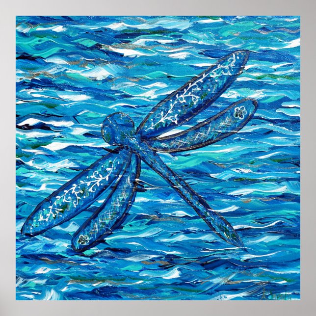 Blue Dragonfly Painting Poster (Framsidan)