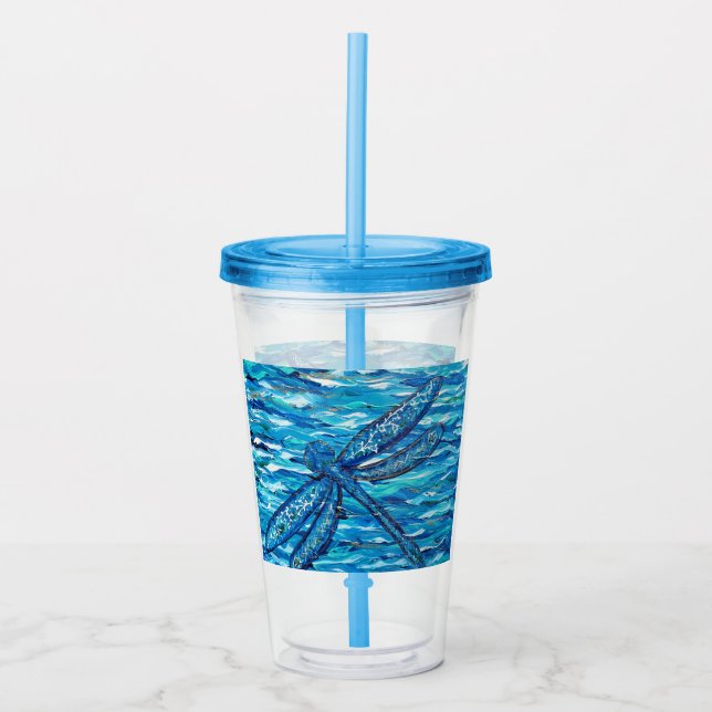 Blue Dragonfly Painting Take Away Mugg (Framsida)