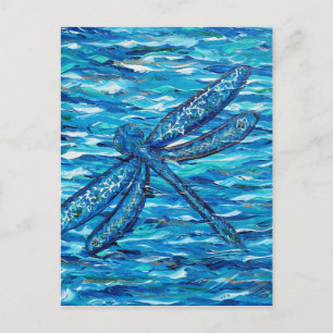 Blue Dragonfly Painting Vykort