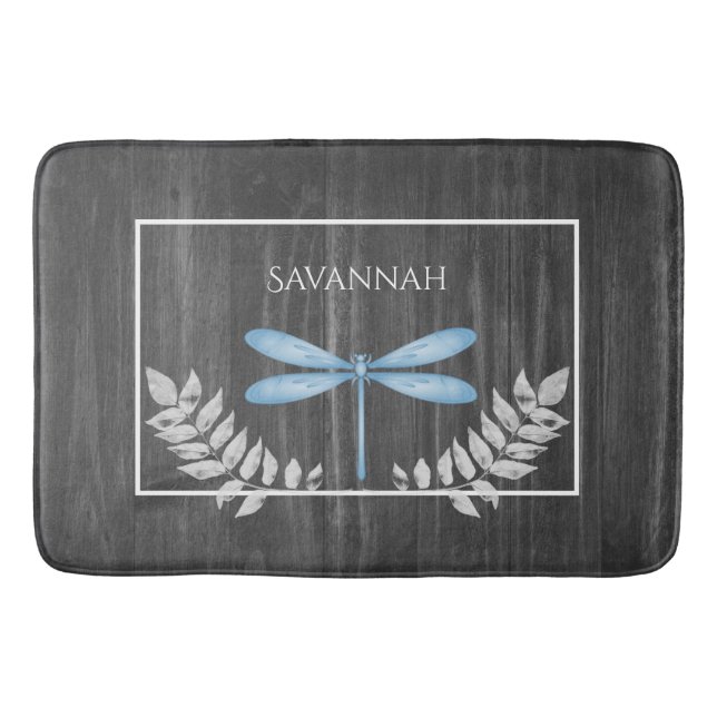 Blue Dragonfly Rustic Personlig Bath Mat Badrumsmatta (Framsidan)