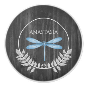 Blue Dragonfly Rustic Personlig Ceramic Knob Knopp