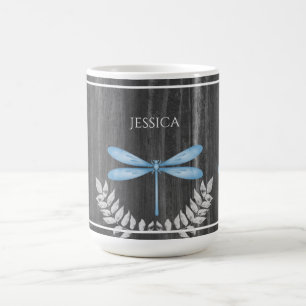 Blue Dragonfly Rustic Personlig Coffee Mugg