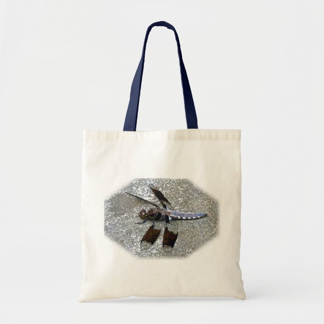 Blue Dragonfly Tote Bag Tygkasse (Framsidan)