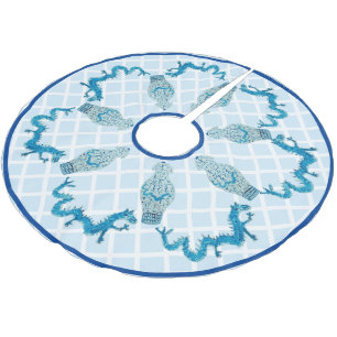 Blue Dragons Chinoiserie Ginger Burk Burk Julgransmatta Borstad Polyester