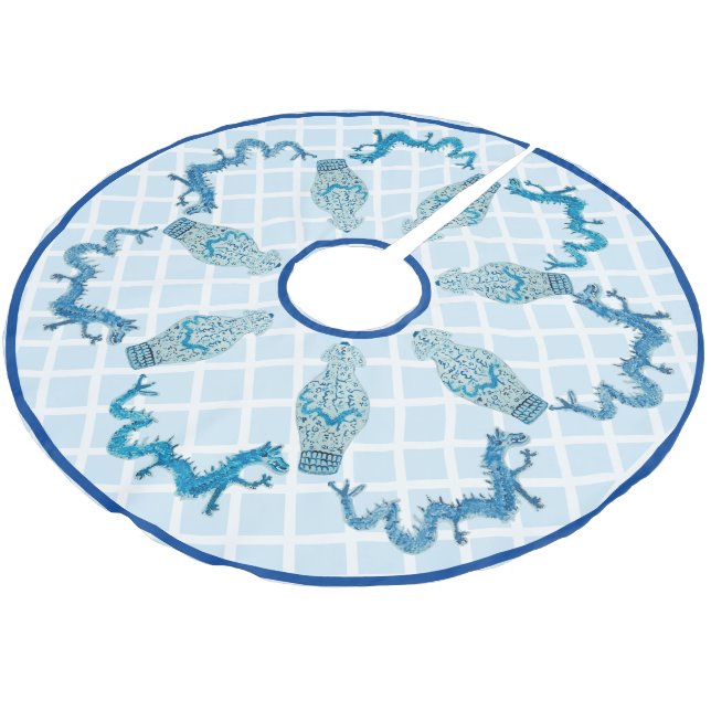 Blue Dragons Chinoiserie Ginger Burk Burk Julgransmatta Borstad Polyester (Vinklad)