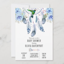 Blue Dreamcatcher Hummingbird Boy Shower