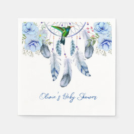 Blue Dreamcatcher Hummingbird Boy Shower Pappersservett