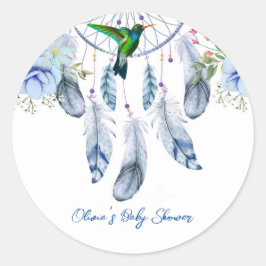 Blue Dreamcatcher Hummingbird Boy Shower Runt Klistermärke