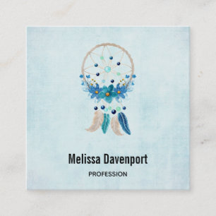 Blue Dreamcatcher Snyggt Boho Design Fyrkantigt Visitkort