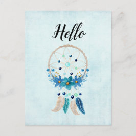 Blue Dreamcatcher Snyggt Boho Design Vykort