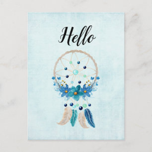 Blue Dreamcatcher Snyggt Boho Design Vykort