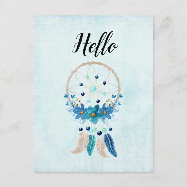 Blue Dreamcatcher Snyggt Boho Design Vykort (Framsida)