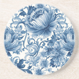 Blue Dreams | Floral Watercolor Chinoiserie White Underlägg