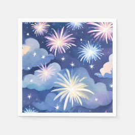 Blue Dreamy Clouds | Firework Stars Watercolor Pappersservett