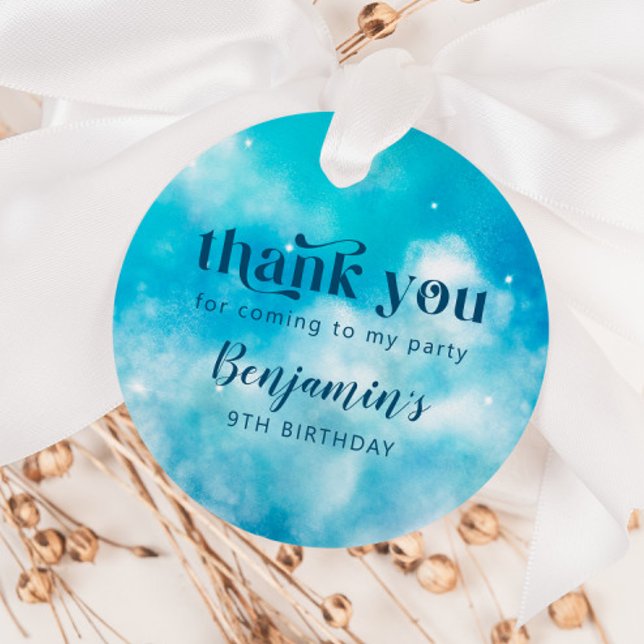Blue Dreamy Himlar Födelsedagsfest Gåvor Etiketter (Skapare uppladdad)