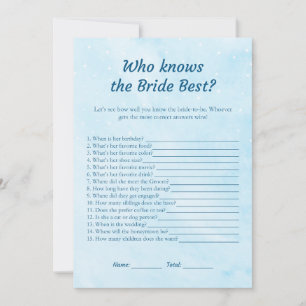 Blue Dreamy Vem känner till Bride Best Game Cards Inbjudningar