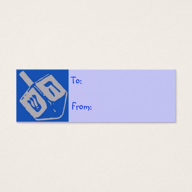 Blue Dreidel Hanukkah Gift Märkres Litet Visitkort (Framsidan)