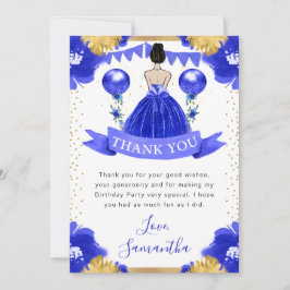 Blue Dress Brunette Har Princess Birthday Tack Kort