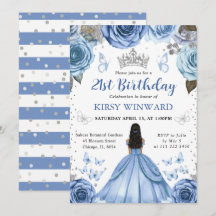 Blue Dress Mörk Skin Princess Birthday