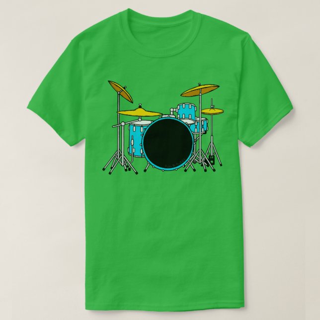 Blue Drum Kit Drummer Musician T Shirt (Design framsida)