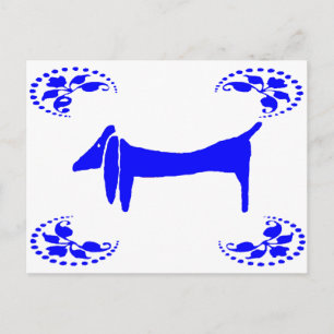 Blue Dutch Dachshund Abstrakt Vykort