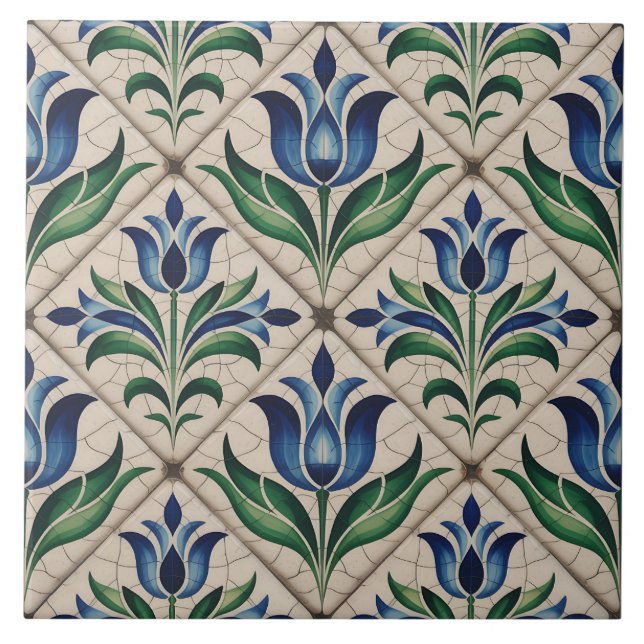 Blue Dutch Delft Pattern  Kakelplatta (Framsidan)