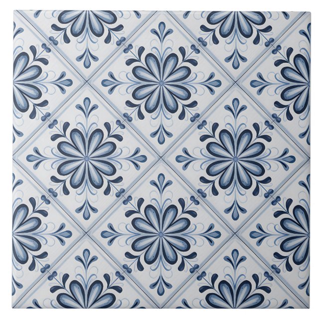 Blue Dutch Delft Pattern  Kakelplatta (Framsidan)