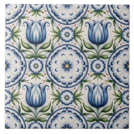 Blue Dutch Delft Pattern Kakelplatta