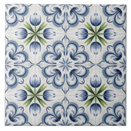 Blue Dutch Delft Pattern Kakelplatta