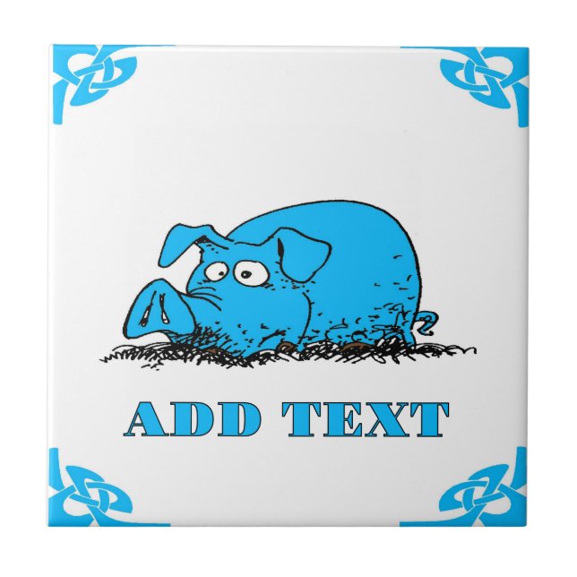 Blue Dutch Hog Delft Look Kakelplatta (Framsidan)