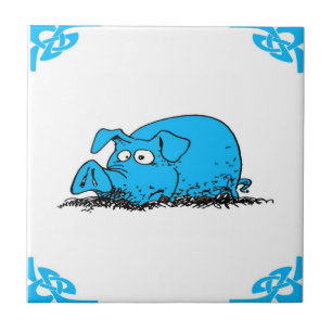 Blue Dutch Hog Delft look Kakelplatta