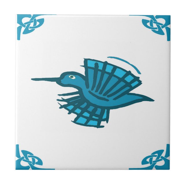 Blue Dutch Humming Bird Kakelplatta (Framsidan)