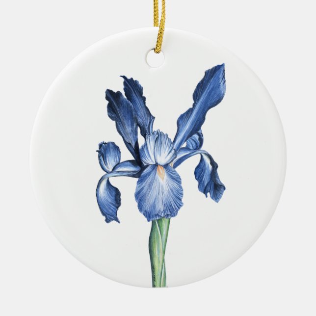 Blue Dutch Iris - Julgransprydnad Keramik (Framsidan)