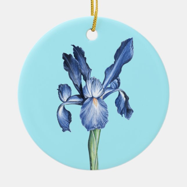 Blue Dutch Iris - Julgransprydnad Keramik (Framsidan)