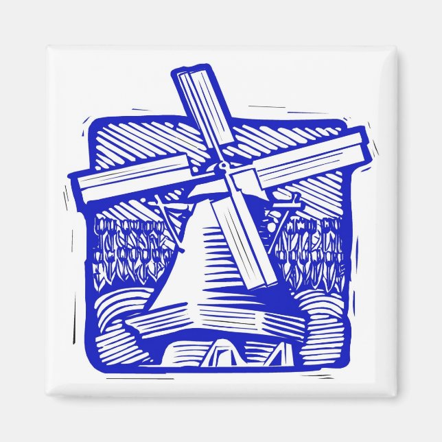 Blue Dutch Kvarn Magnet (Framsidan)